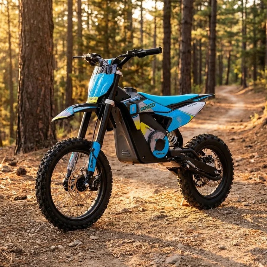 Mini moto elétrica para crianças velocidade até 38 km/h aprox. C/Limitador 1600W DORADO PD7 14/12" Azul