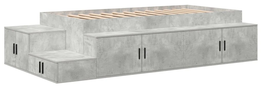 Cama de Armazenamento Cinza Concreto 75x190 cm