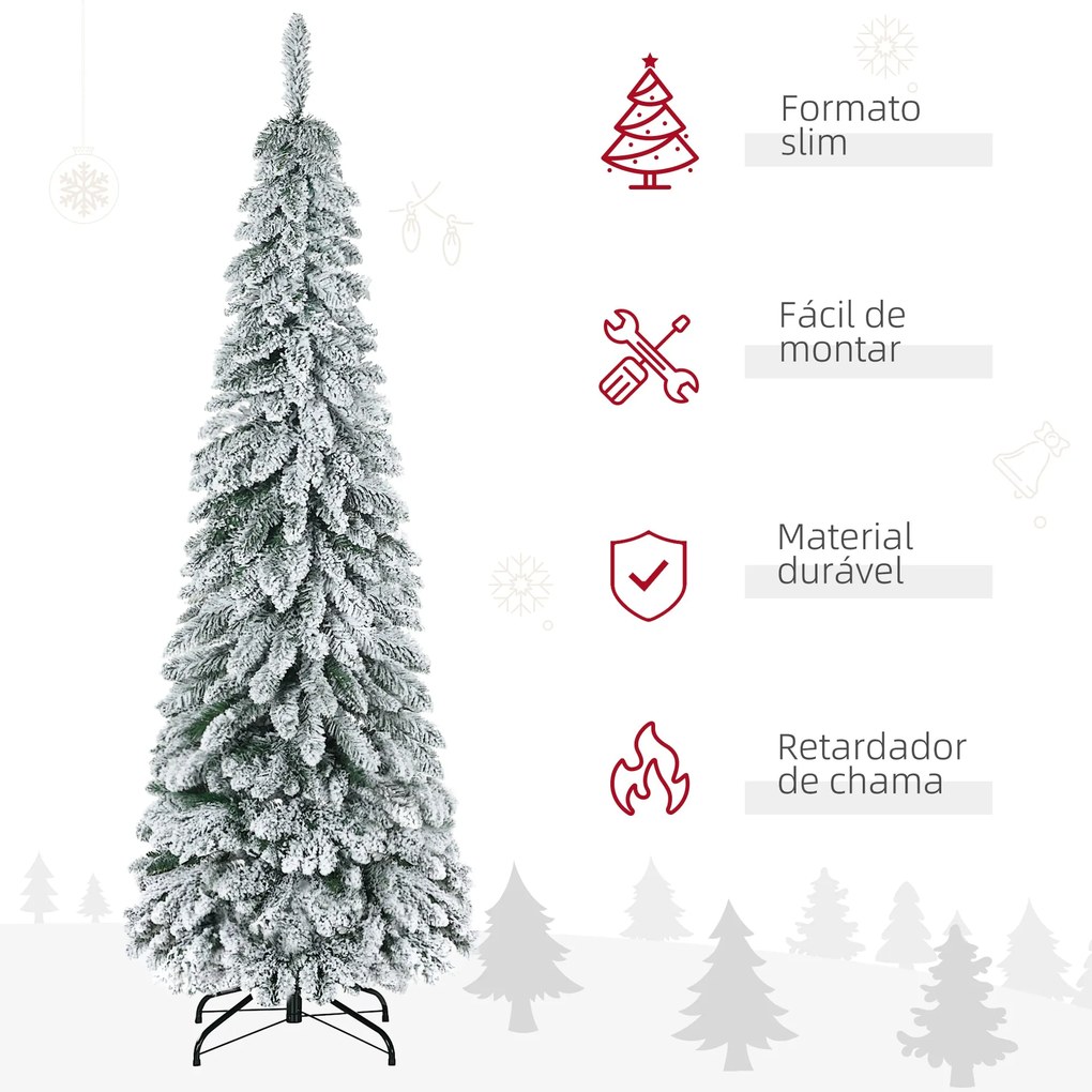 HOMCOM Árvore de Natal Artificial 180 cm Árvore de Natal Nevada com 52