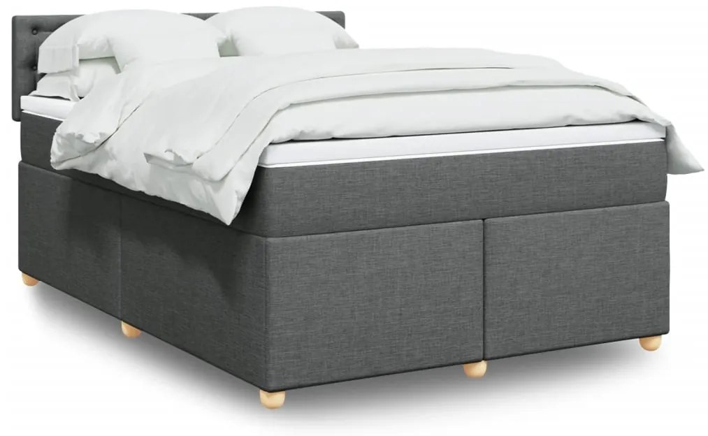 vidaXL Cama com molas/colchão 140x200 cm tecido cinzento-escuro