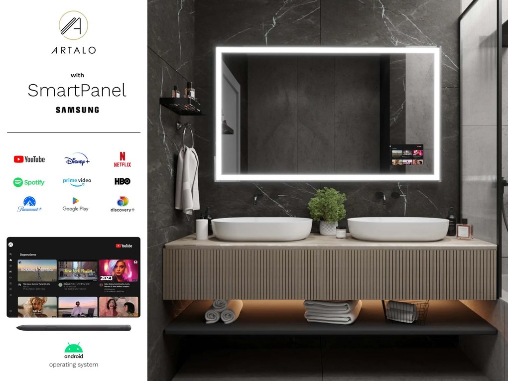 Espelho LED SMART com iluminação M1 premium + Samsung SmartPanel