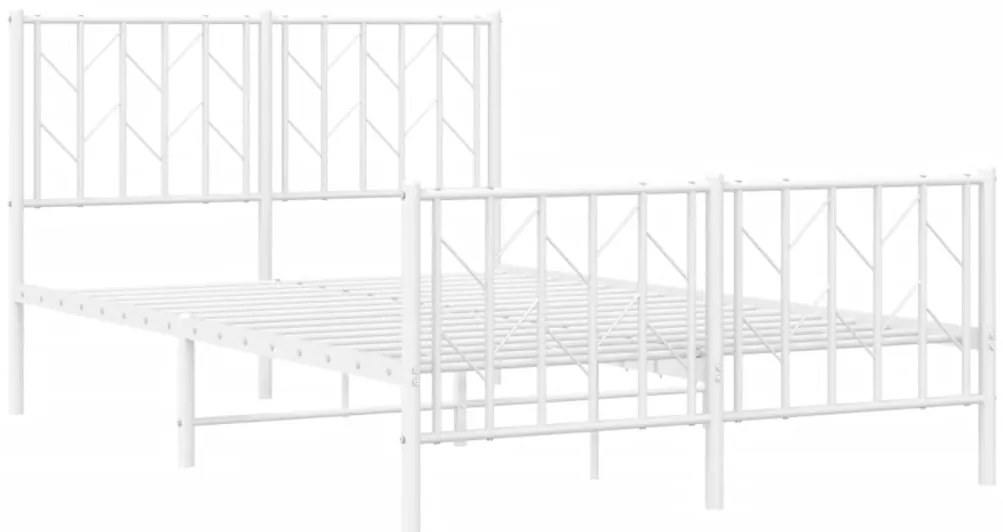 Estrutura de cama com cabeceira e pés 120x190 cm metal branco