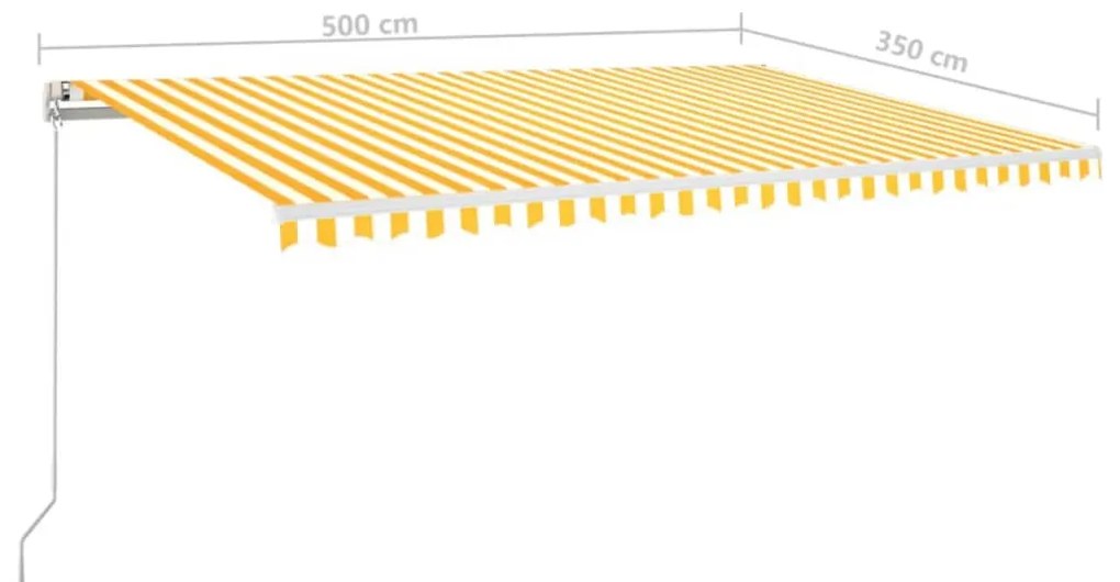Toldo retrátil manual 500x350 cm amarelo e branco