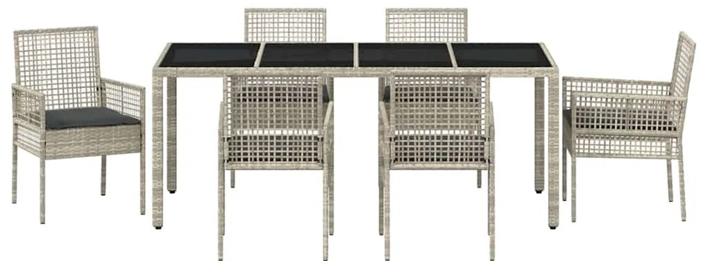 Conjunto de Jantar para Jardim 7 pcs Cinzento-claro
