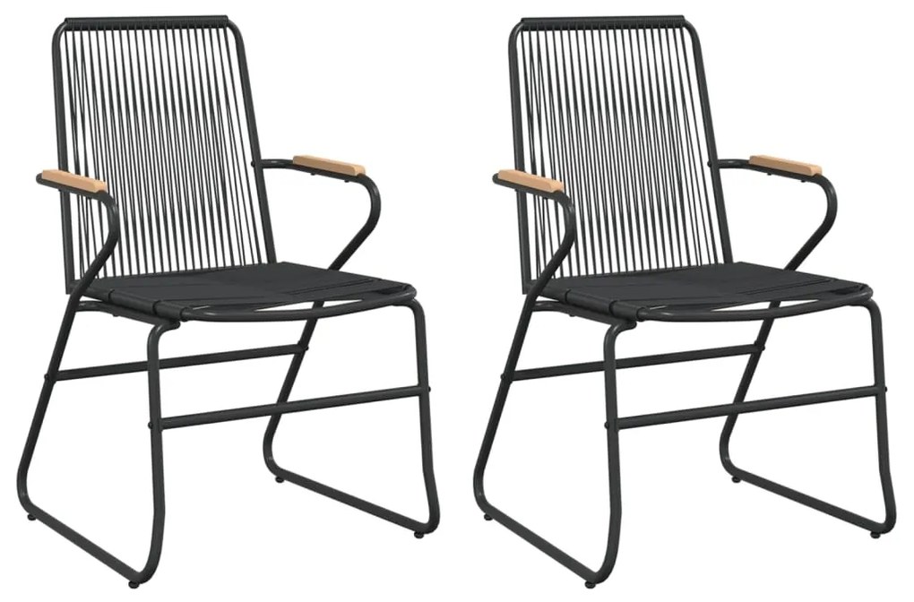 3 pcs conjunto de jantar para jardim vime PVC preto