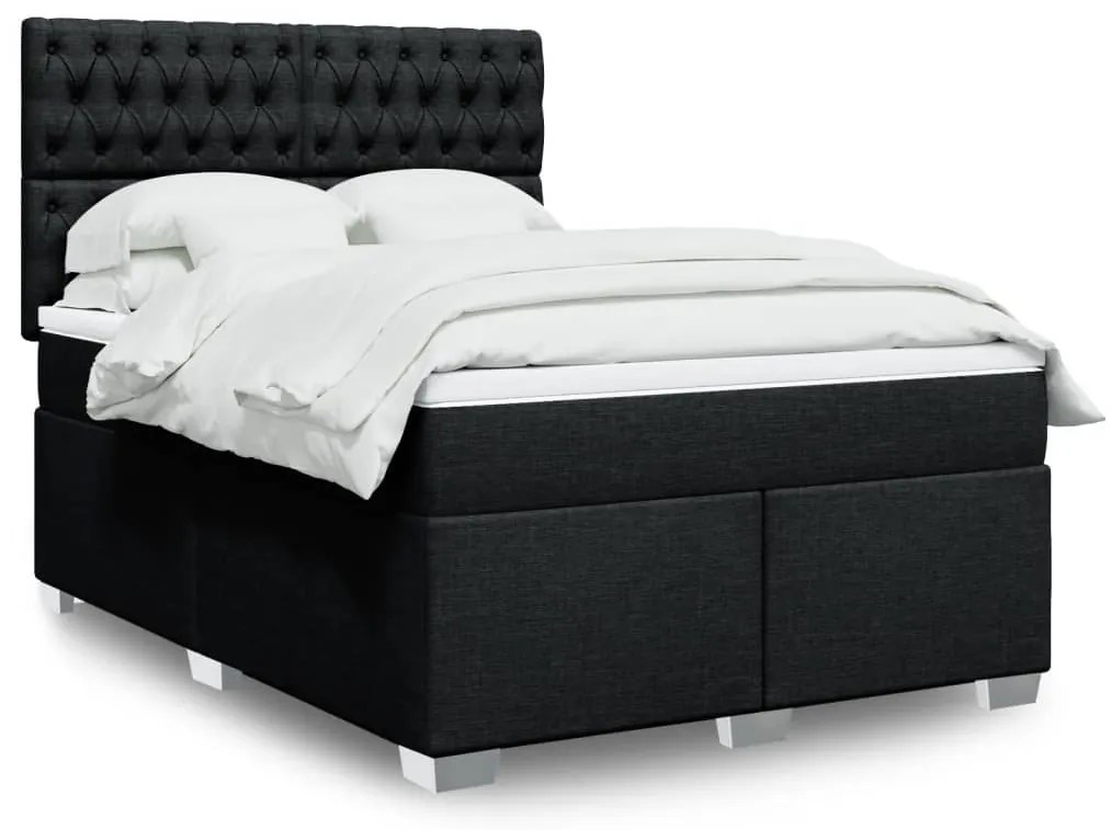 vidaXL Cama com molas/colchão 140x190 cm tecido preto