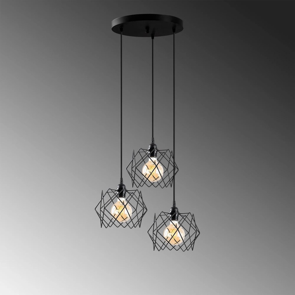 Chandelier Karakas – Preto – Diâmetro 54 cm, Altura 30-120 cm