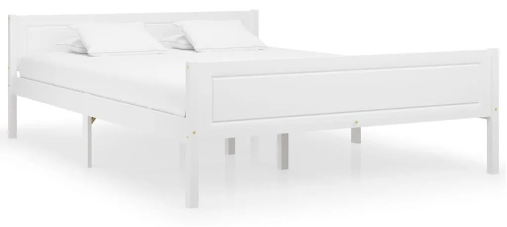 vidaXL Estrutura de cama em pinho maciço 160x200 cm branco