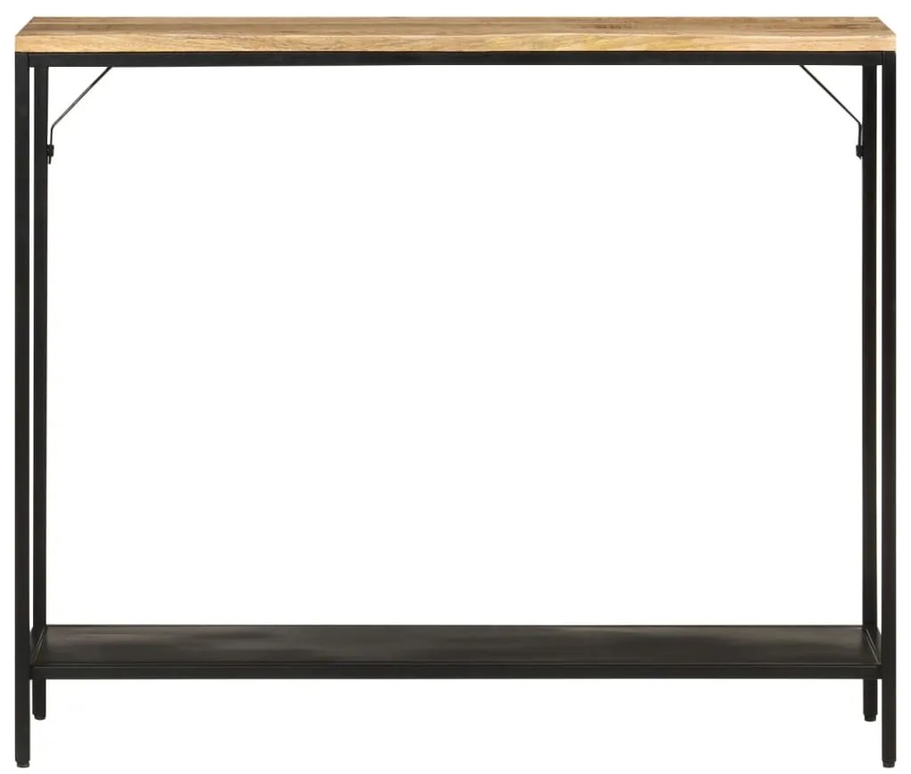 Mesa consola 90x30x75 cm madeira mangueira áspera maciça/ferro