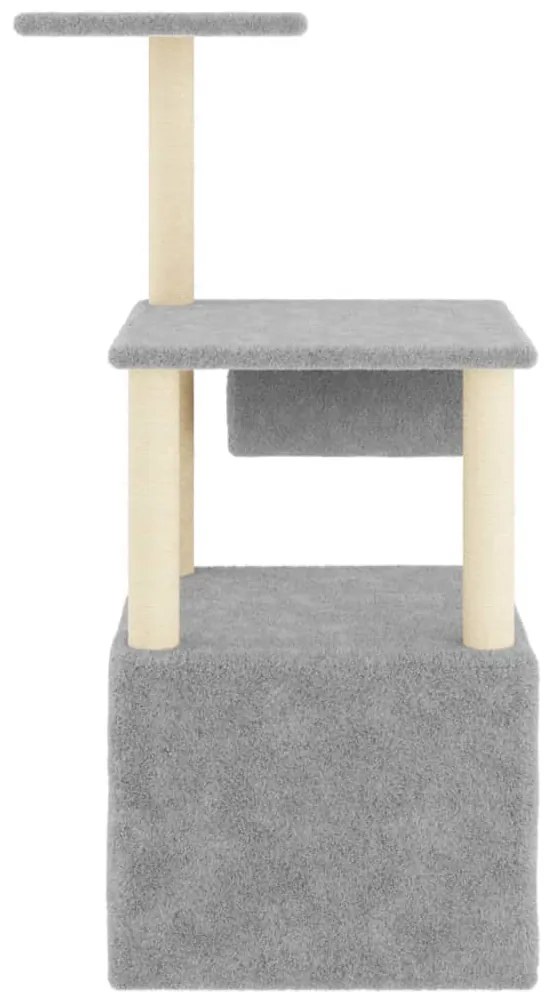 Árvore gatos c/ postes arranhadores sisal 109,5 cm cinza-claro