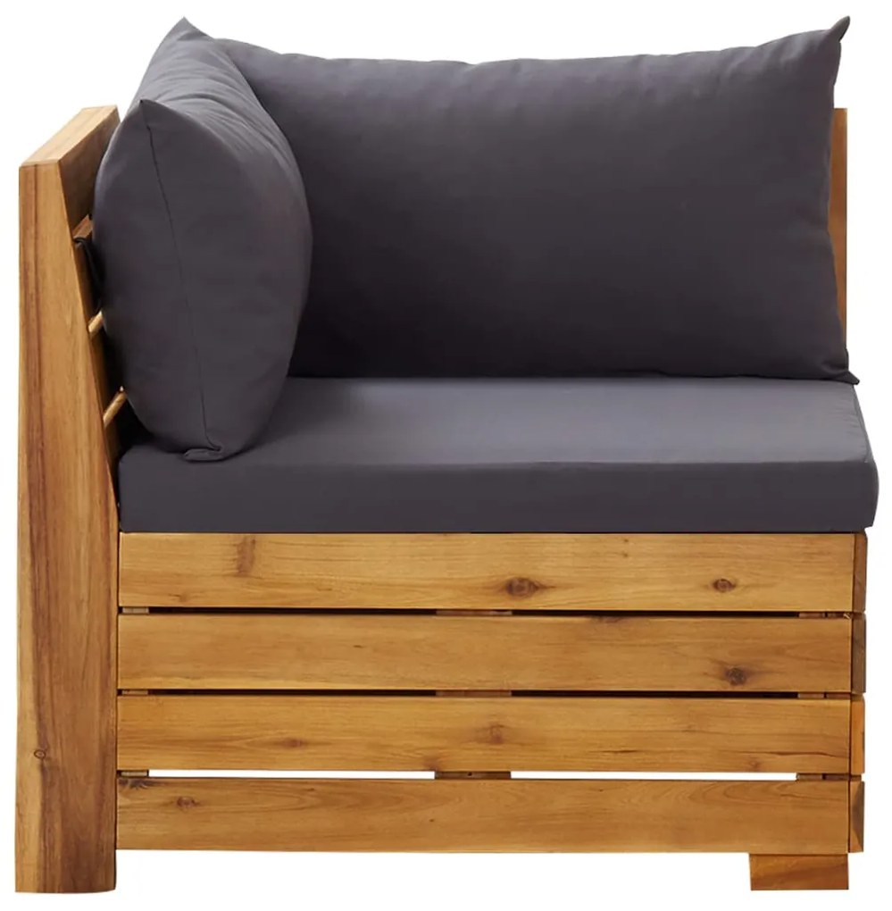8 pcs conjunto lounge jardim c/ almofadões acácia cinza-escuro