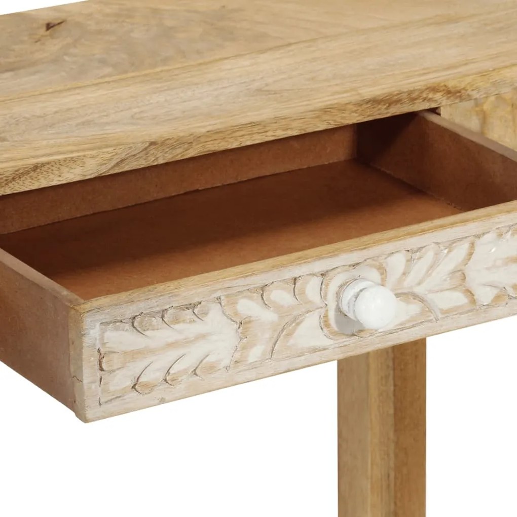 Mesa consola 110x30x75cm madeira de mangueira maciça branqueada