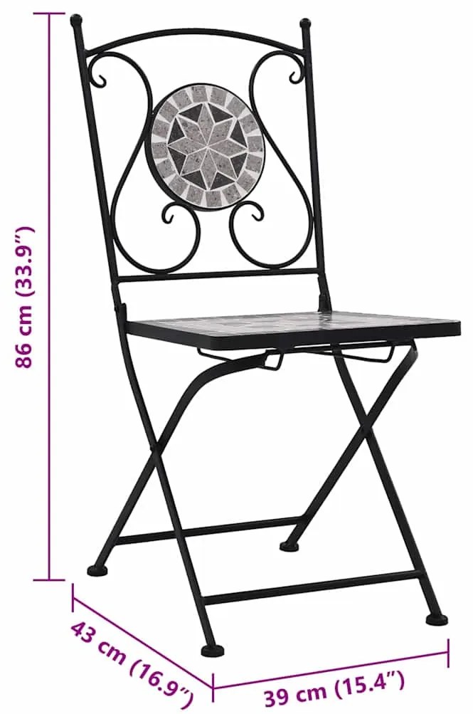 Cadeiras bistrô em mosaico 2 pcs cinzento