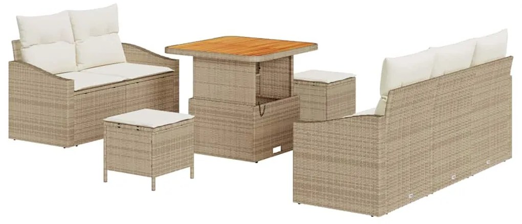 Conjunto de sofá para o jardim com 8 peças e almofadas bege