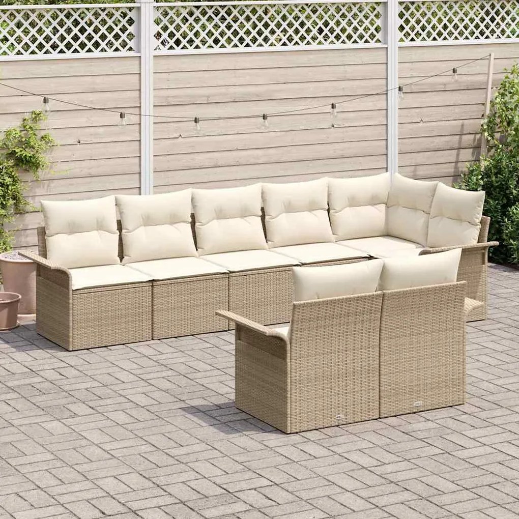 Conjunto de Sofá de Jardim vidaXL com 8 Peças e Almofadas em Poliratta