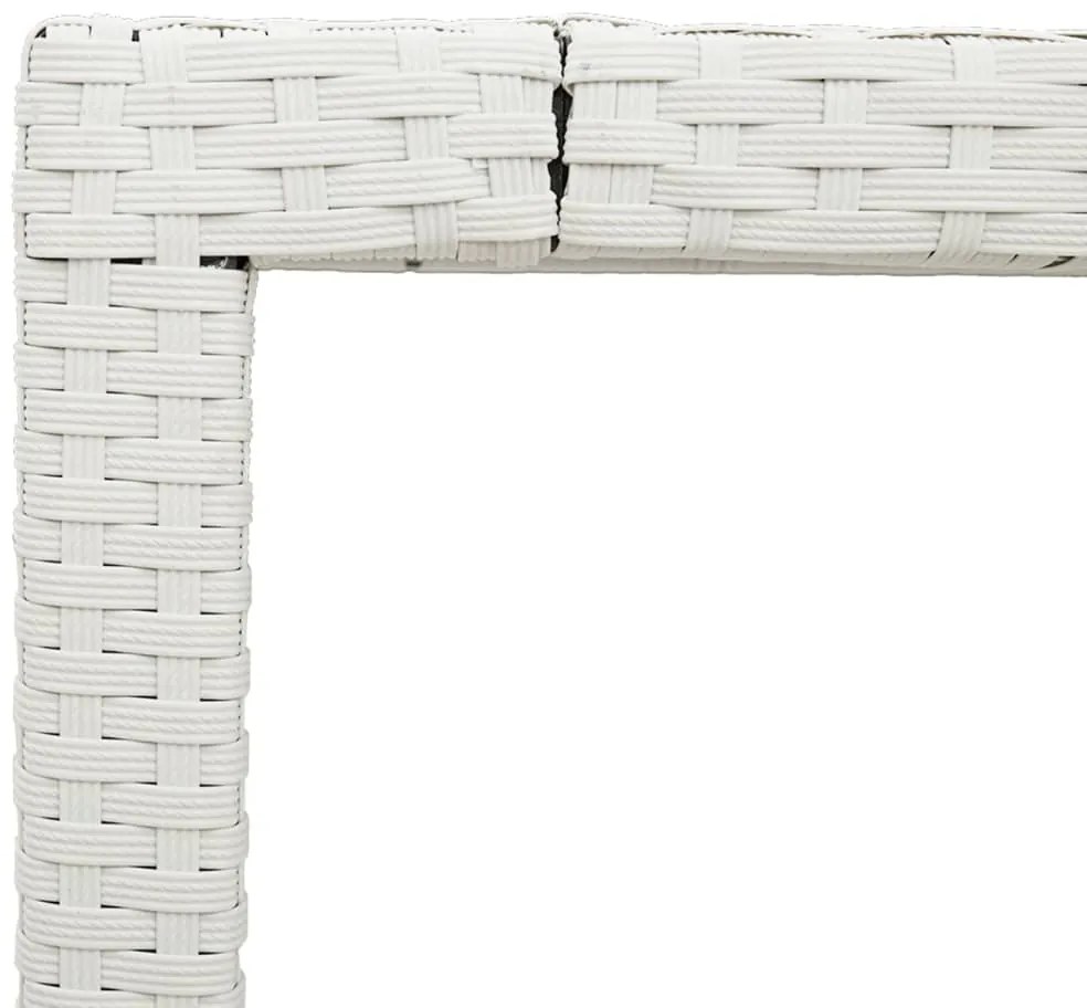 Mesa de jardim com tampo de vidro 90x90x75 cm vime PE branco