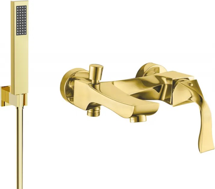 Mexen Estrella R02 misturadora de banheira com conjunto de chuveiro, dourada - 7233R02-50