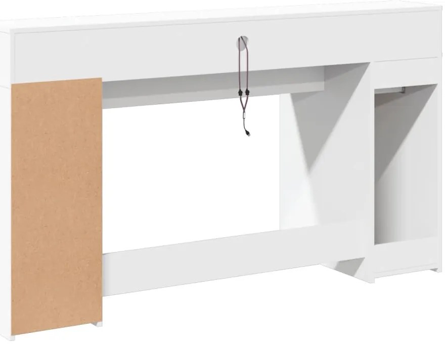 Secretária c/ luzes LED 140x55x91cm derivados de madeira branco
