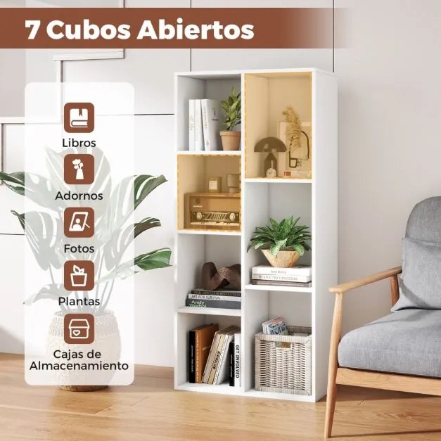 Estante sala, escritório com 7 cubos 49,5 cm x 23 cm x 106 cm vertical ou horizontal Branco
