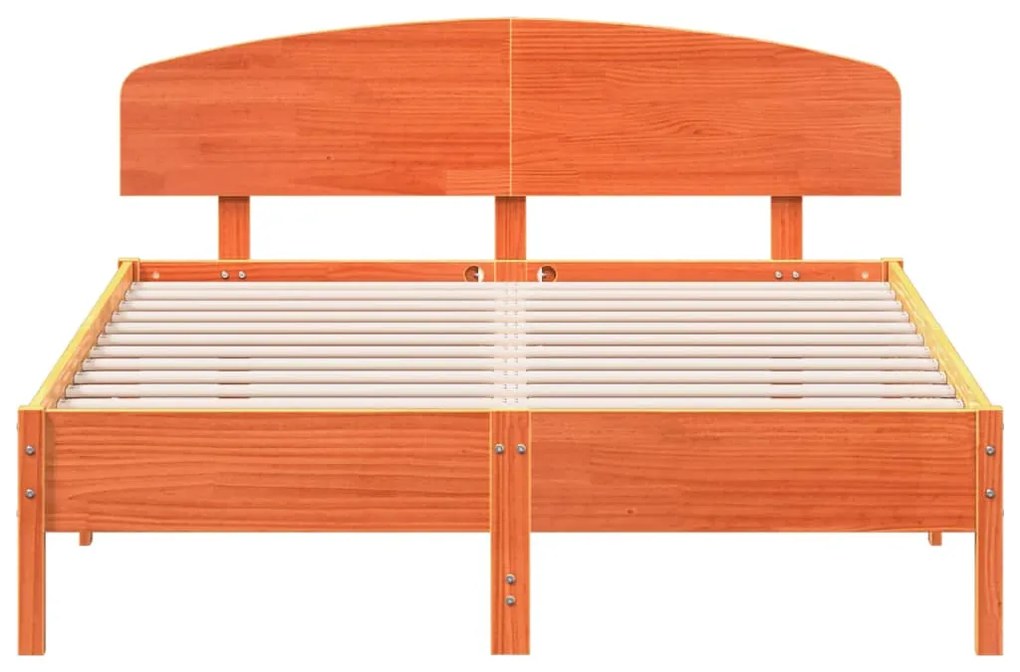 Cama sem colchão 140x200 cm madeira pinho maciça castanho-mel
