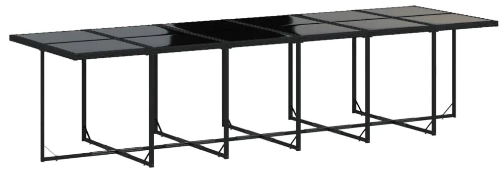 13 pcs conjunto de jantar p/jardim com almofadões vime PE preto