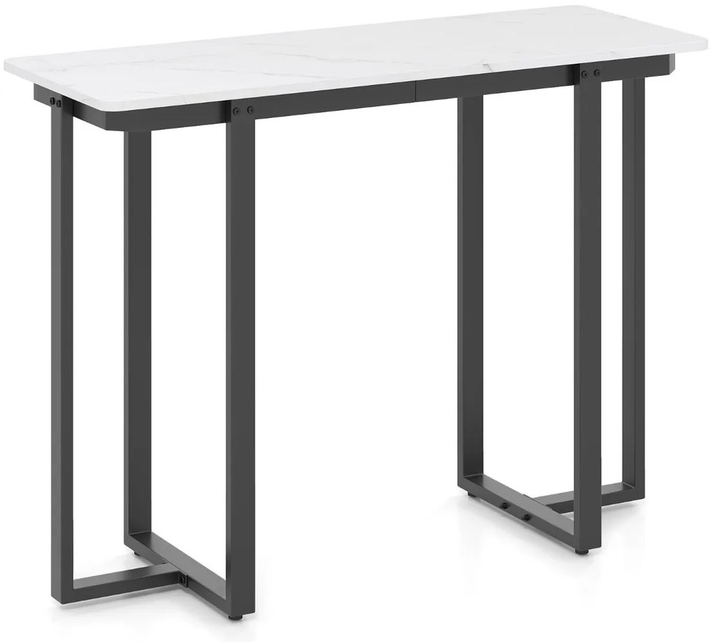 Mesa Consola Mesa de Entrada Moderna em Mármore Artificial 107 x 40 x 79,5 cm Preto e Branco