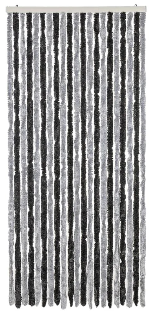 Cortina anti-insetos 90x200 cm chenille cinzento e preto
