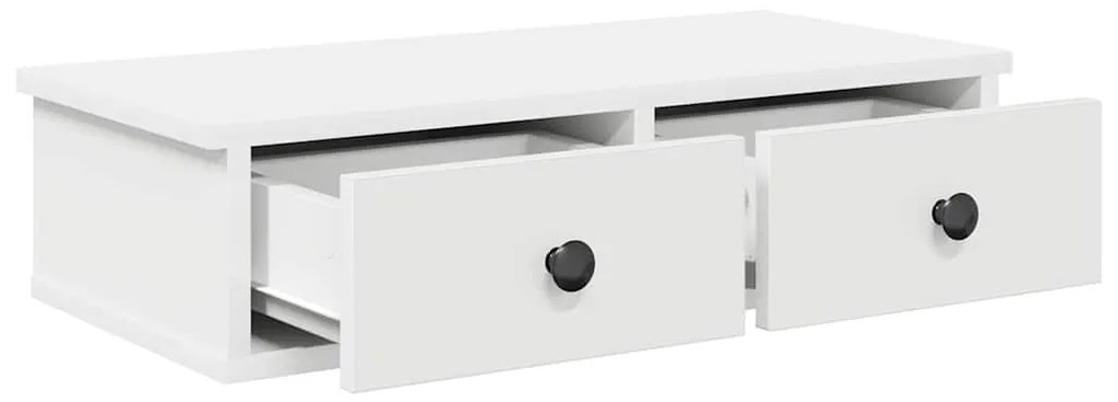 Prateleira parede c/ gavetas 60x28x15 cm deriv. madeira branco