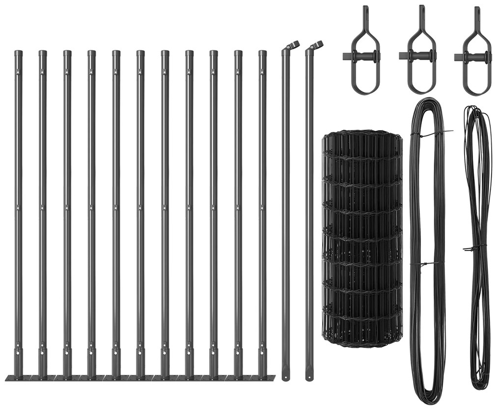 Cerca Euro da com 13 Postes Flanched 0.6x25 m Aço Galvanizado