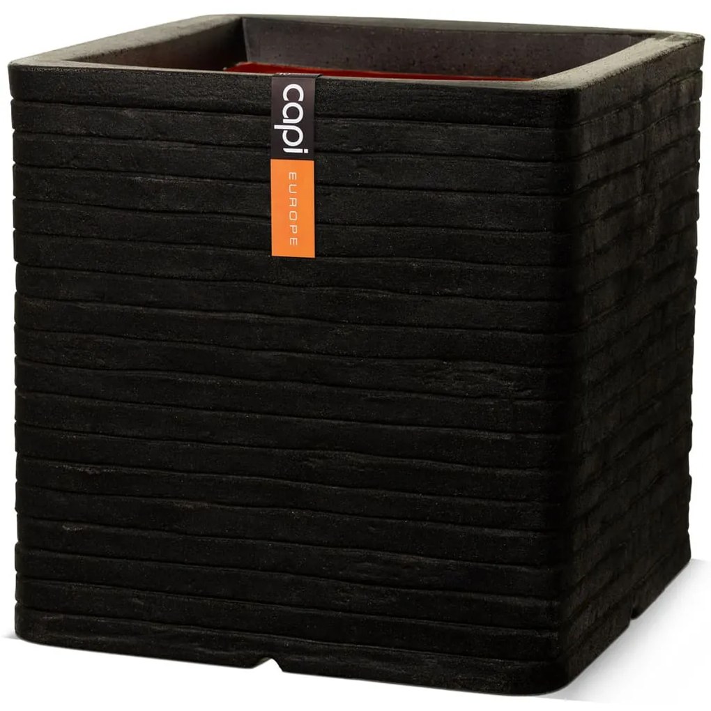 424253 Capi Vaso quadrado Nature Row 30x30 cm preto KBLRO902