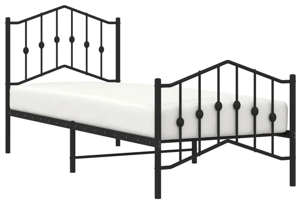 Estrutura de cama com cabeceira e pés 80x200 cm metal preto