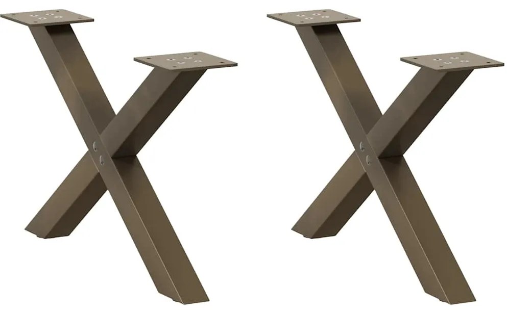 vidaXL Pés para mesa de centro em formato de X, 2 peças, aço natural, 50x(30-31) cm, aço