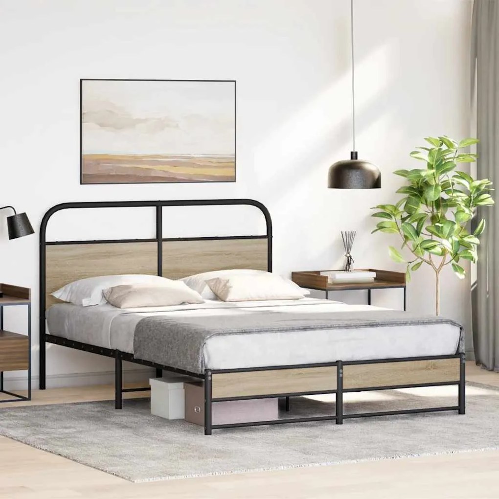 Estrutura cama s/ colchão derivados de madeira carvalho fumado