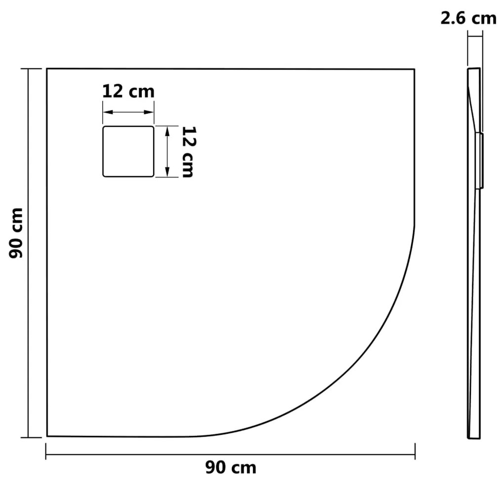 Base de chuveiro SMC 90x90 cm castanho