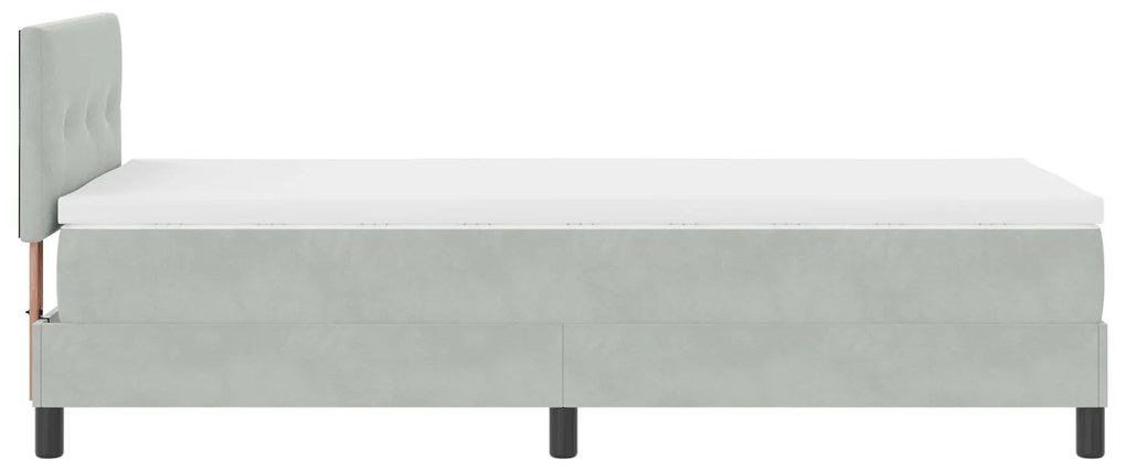 Cama Box Spring vidaXL com Colchão Cinza Claro 90x200 cm Veludo