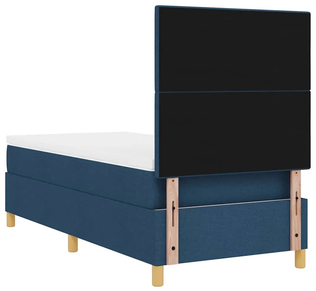 Cama Box com Colchão &amp; LED Azul 100x200 cm em Tecido