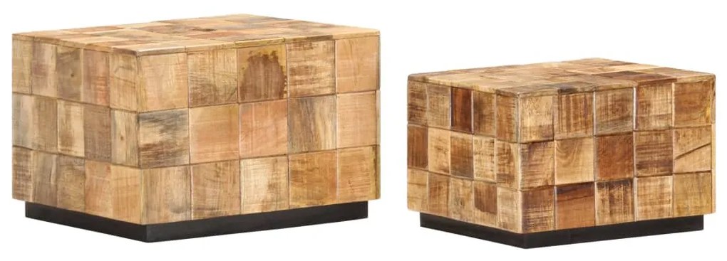Mesas de centro 2 pcs c/ design blocos madeira mangueira áspera