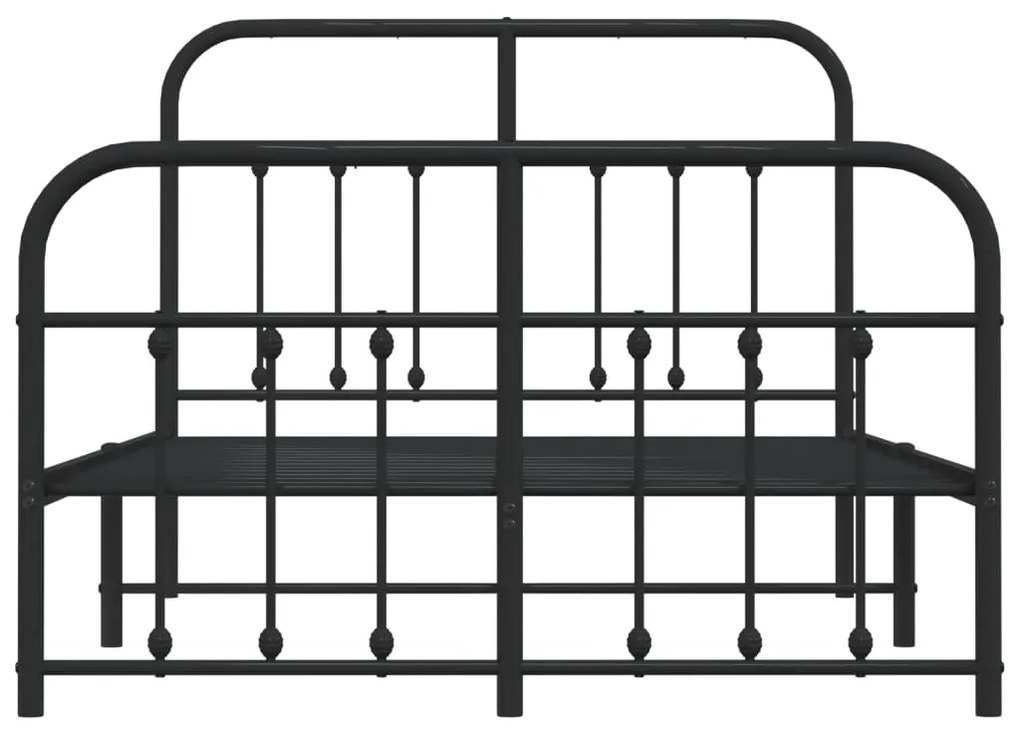 Estrutura de cama com cabeceira e pés 120x200 cm metal preto