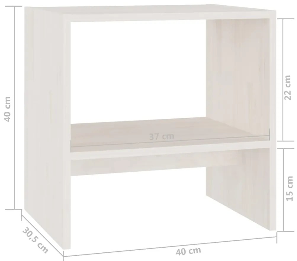 Mesas de cabeceira 2 pcs 40x30,5x40 cm pinho maciço branco