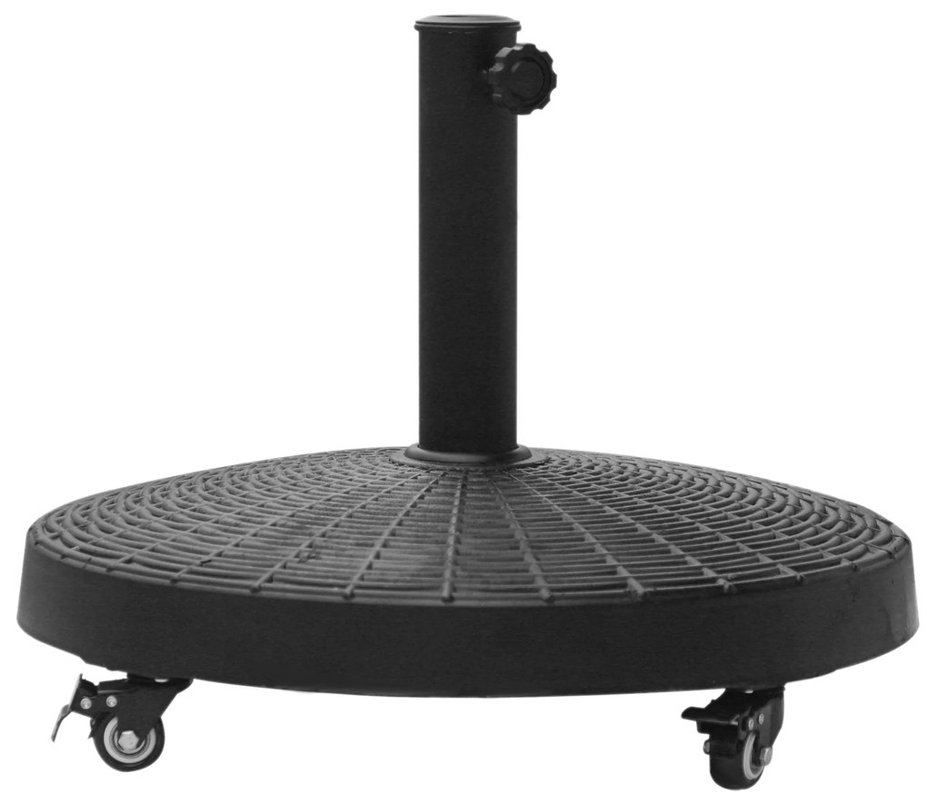 Outsunny Base para Chapéu de Sol Redonda Ø52 cm Suporte com Rodas e Peso de 22,7 kg Compatível com Mastros Ø38 mm e Ø48 mm  Preto