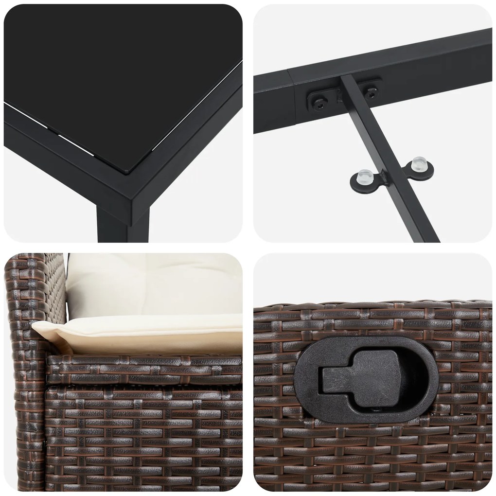 Conjunto de Jantar de Jardim de 9 Peças com Almofadas Castanho Vime PE