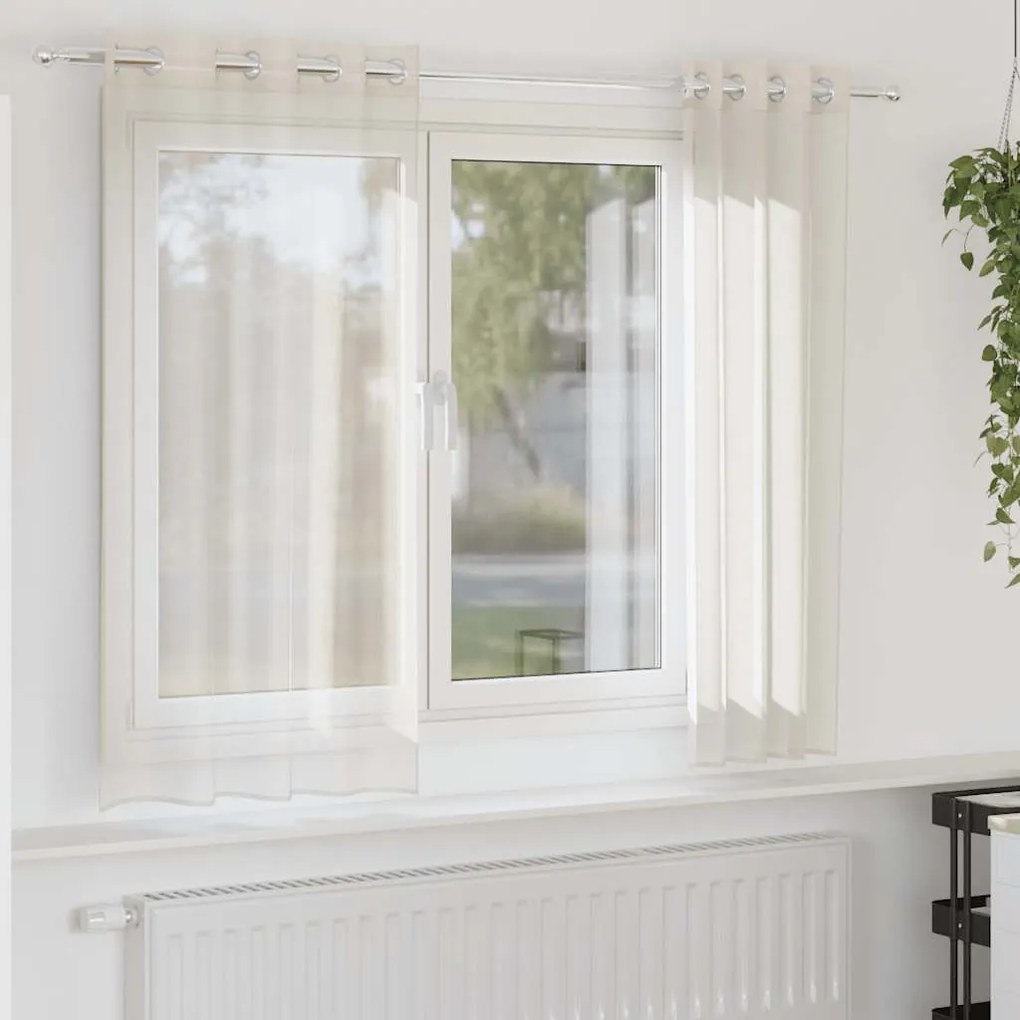 vidaXL Cortinas de voile com ilhós 2 pcs creme 140x175 cm