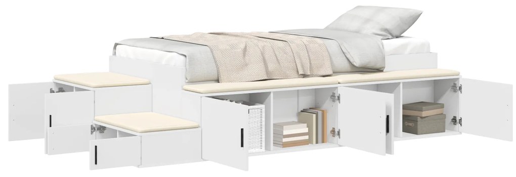 Cama com Armazenamento Branca 90x200 cm