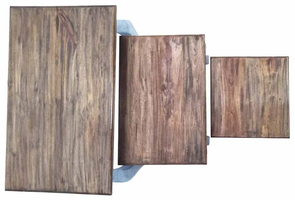 Conjunto de mesas de encastrar 3 pcs madeira de mogno maciça