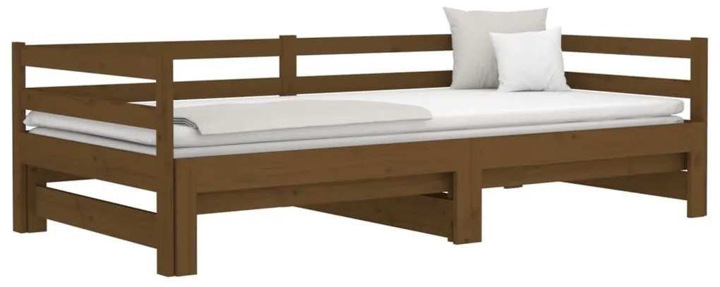 Sofá-cama puxar 2x(80x200) cm pinho maciço castanho mel