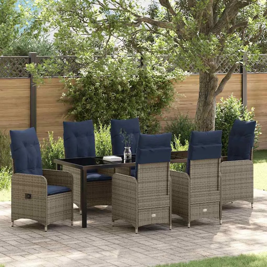 vidaXL Conjunto de Jantar para Jardim 7 pcs Preto Rattan Sintético