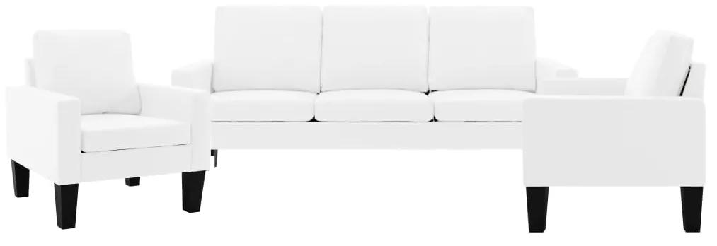 3056684 vidaXL 3 pcs conjunto de sofás couro artificial branco
