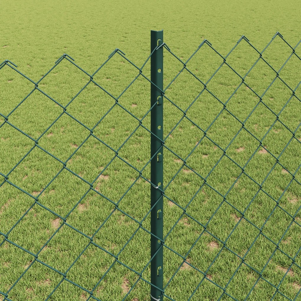 Cerca de Cadeia com 22 Postes U Verde 1,4x25 m Aço