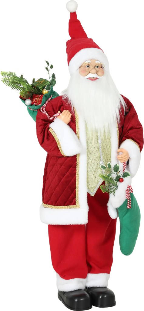 HOMCOM Papai Noel 120 cm cantando e dançando, figura natalina animada em pé com meia, saco, ativado por som/toque | Aosom Portugal