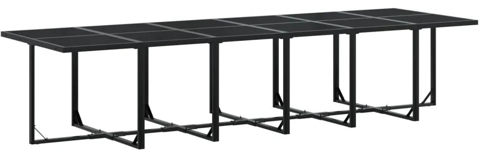 17 pcs conjunto de jantar p/ jardim vime PE preto